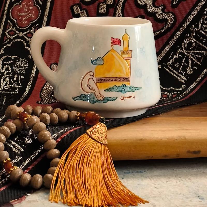 ماگ مذهبی یاحسین علیه السلام (طرح گنبد و کبوتر)