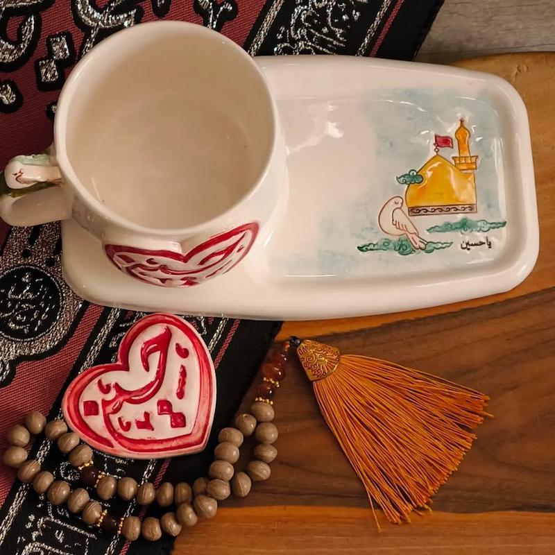 ماگ مذهبی و سینی طرح گنبد و کبوتر