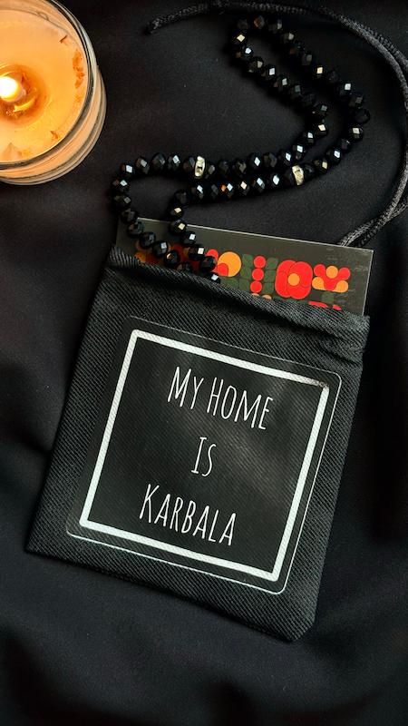 کیسه پارچه ای مشکی my home is Karbala 