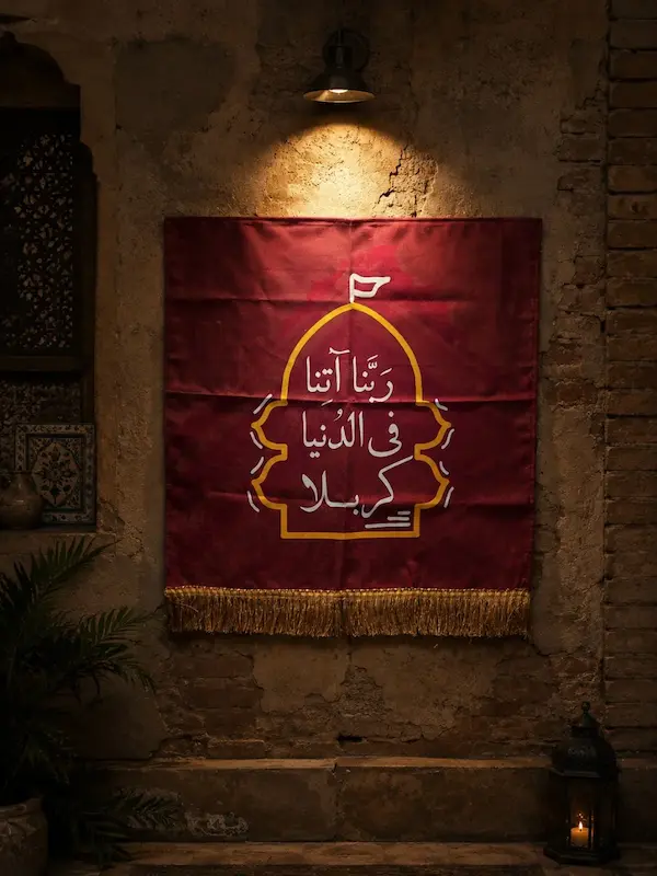کتیبه / پرچم ربنا آتنا فی الدنیا کربلا(p10554)