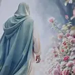 قاب تابلو مخمل حضرت ولی عصر(عج) در باغ گل محمدی