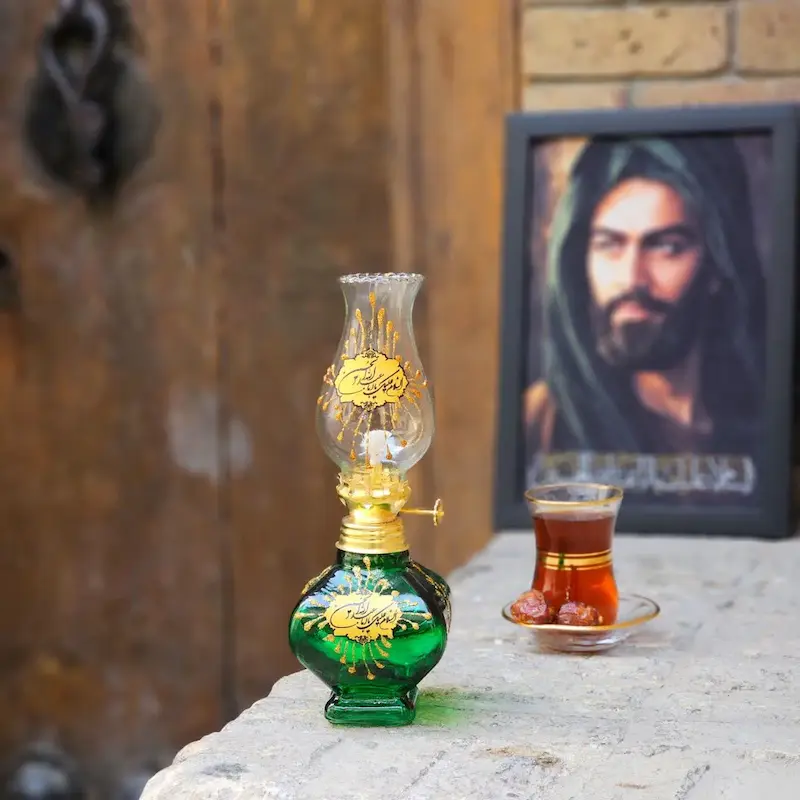 چراغ گرد سوز سایز کوچک با طرح اباعبدالله الحسین(ع)