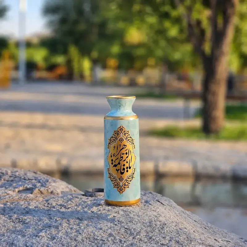 گلدان نفیس اسموتی اهل بیت(ع) فیروزه ای