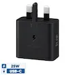 شارژر دیواری سامسونگ مدل T2510 با توان خروجی 25 وات و درگاه USB Type-C، اتصال سه پین و بدنه پلاستیکی سبک