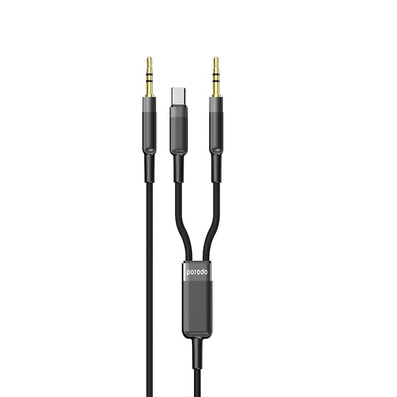 کابل تبدیل AUX به - USB-C-3.5-AUX  پرو دو مدل MULTI-DEVICE AUX به طول 1.2متر