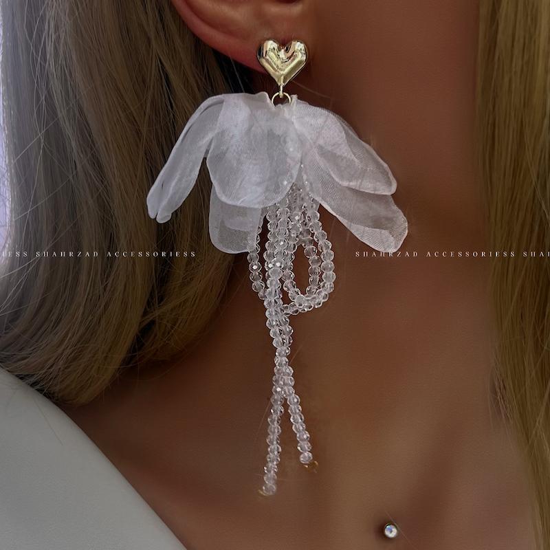 گوشواره پارچه ای کریستالی