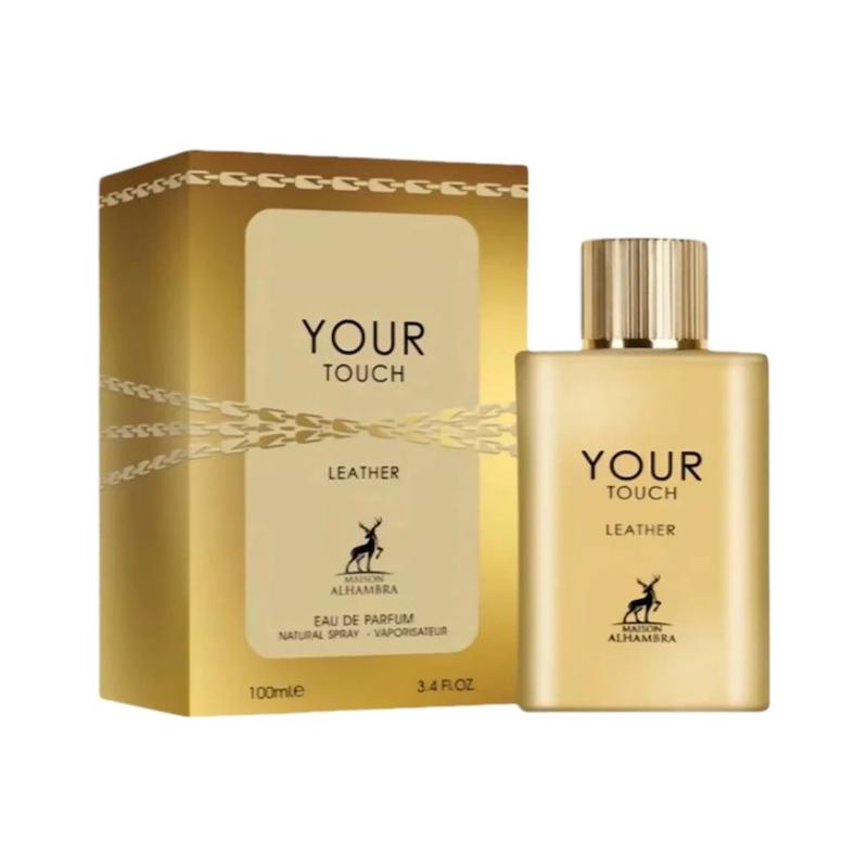 ادکلن ادوپرفیوم مردانه یورتاچ لدر شرکت الحمبرا Alhambra Your Touch Leather حجم ۱۰۰ میلی‌لیتر