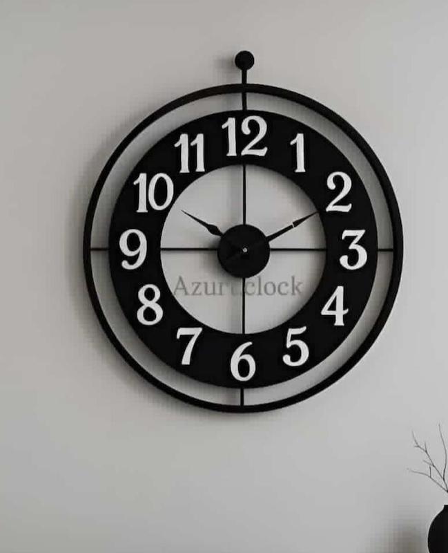 ساعت دیواری تلفیق چوب و فلز کد920 برند ازوریت