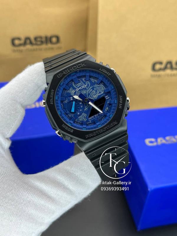 ساعت جی شاک کاسیو مشکی آبی GA-2100BP-1AER - Blue Paisley