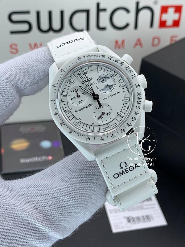 ساعت امگاسواچ سفید mission to the moonphase