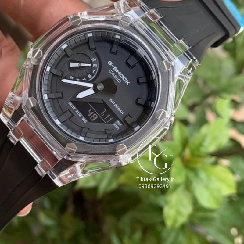 ساعت مچی جی شاک GA2100 مشکی قاب شیشه ای