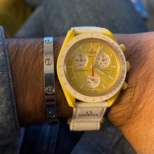 ساعت مچی امگا سواچ خورشید Omega x Swatchمدل Mission to Sun رنگ زرد