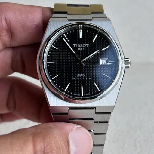 ساعت مچی مردانه تیسوت اتومات سیلور صفحه مشکی Tissot PRX Powermatic 80 Automat Silver Black