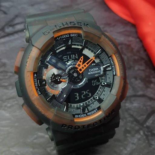 ساعت مچی جی شاک GA110 طوسی داخل نارنجی (جیشاک GShock) ، صد در صد ضدآب 