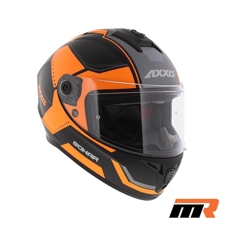 کلاه کاسکت فک ثابت AXXIS مدل SONAR MATT BLACK ORANGE