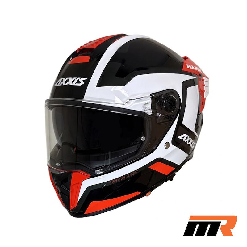 کلاه کاسکت فک ثابت AXXIS مدل HAWK WHITE BLACK RED