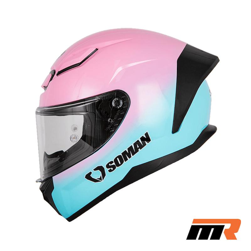 کلاه کاسکت فک ثابت SOMAN مدل 973 TWO-TONE-BLUE-PINK