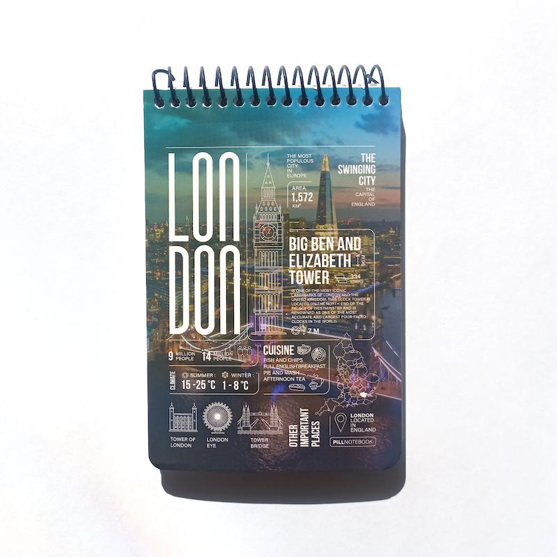 دفترچه پیل 100 برگ A6 طرح LONDON