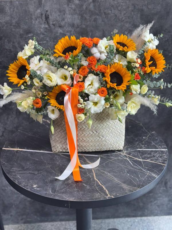 سبد گل پاییزی آفتابگردان