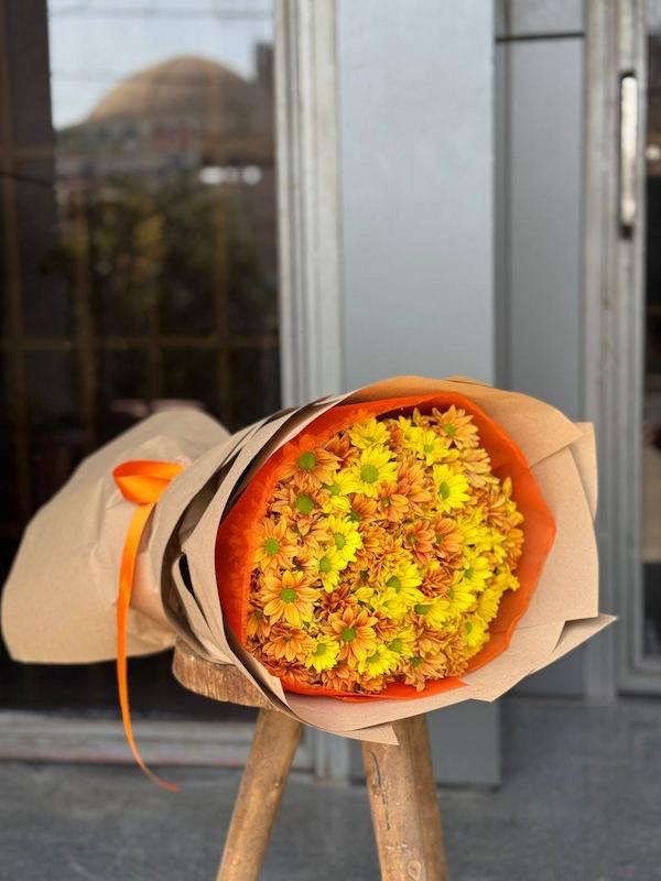 دسته گل پاییزی تم نارنجی 