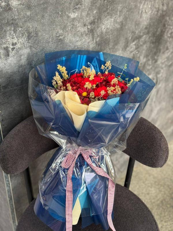 دسته گل داوودی و میخک