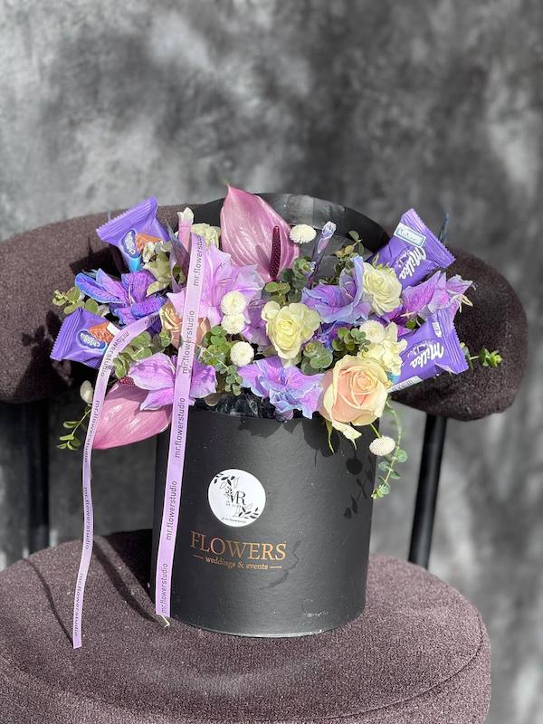 باکس گل ولنتاینتی تم بنفش