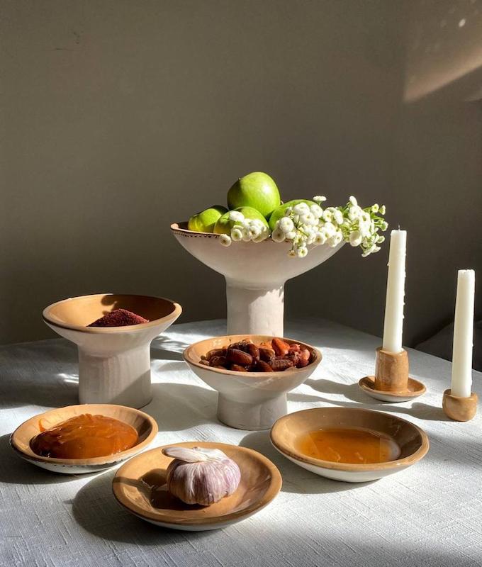 ست هفتسین پایه دار سفالی 