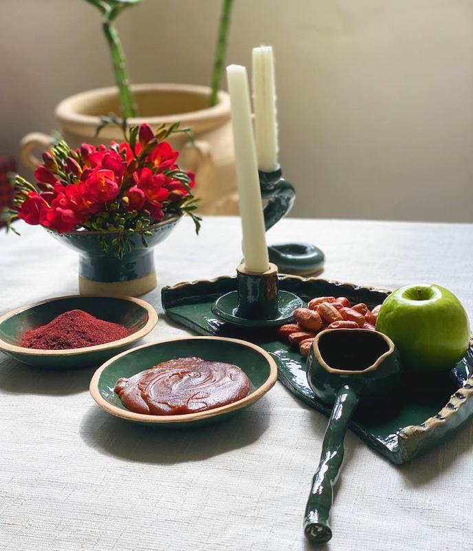 ظروف هفت سین سفالی سبز