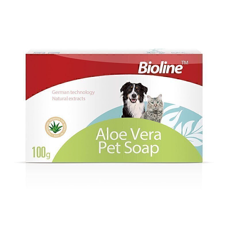 صابون سگ و گربه بایولاین با عصاره آلوئه ورا Bioline Aloe Vera Pet Soap وزن ۱۰۰ گرم