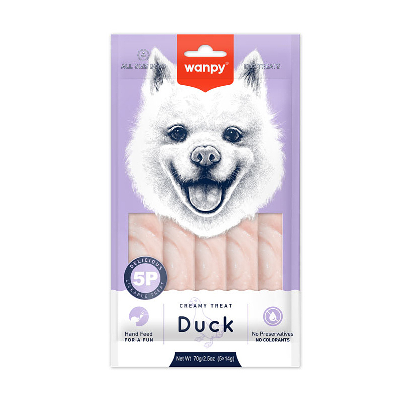 بستنی سگ ونپی با طعم اردک Wanpy Dog Creamy Treat With Duck بسته 5 عددی