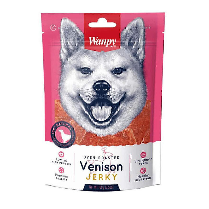 تشویقی سگ ونپی با طعم گوشت گوزن Wanpy Venison Jerky وزن 100 گرم