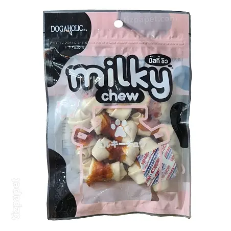 تشویقی سگ Dogaholic Milky Chew نرم مدل گره ای دور گوشت وزن 150 گرمی