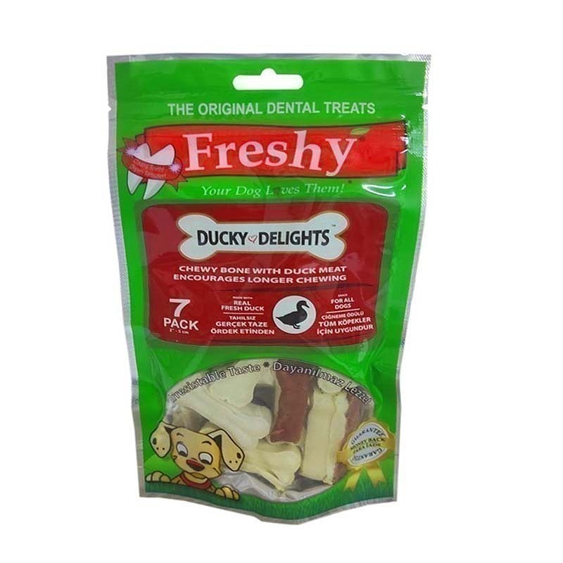 تشویقی استخوانی سگ با طعم گوشت اردک فرشی Freshy Dental Ducky Delights بسته 7 عددی