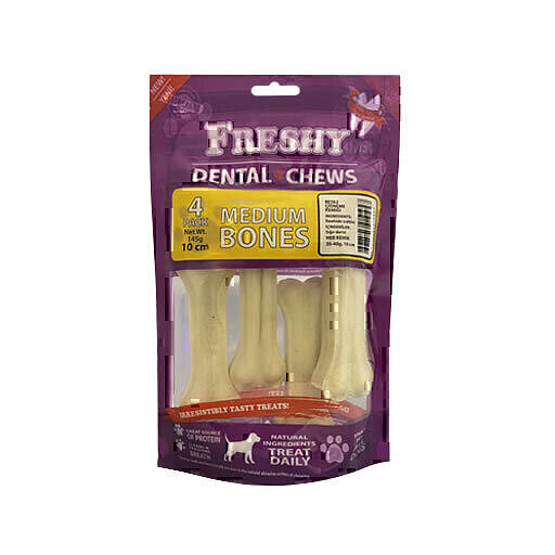 استخوان تشویقی دنتال سگ فرشی Freshy Dental White Medium Bones بسته 4 عددی