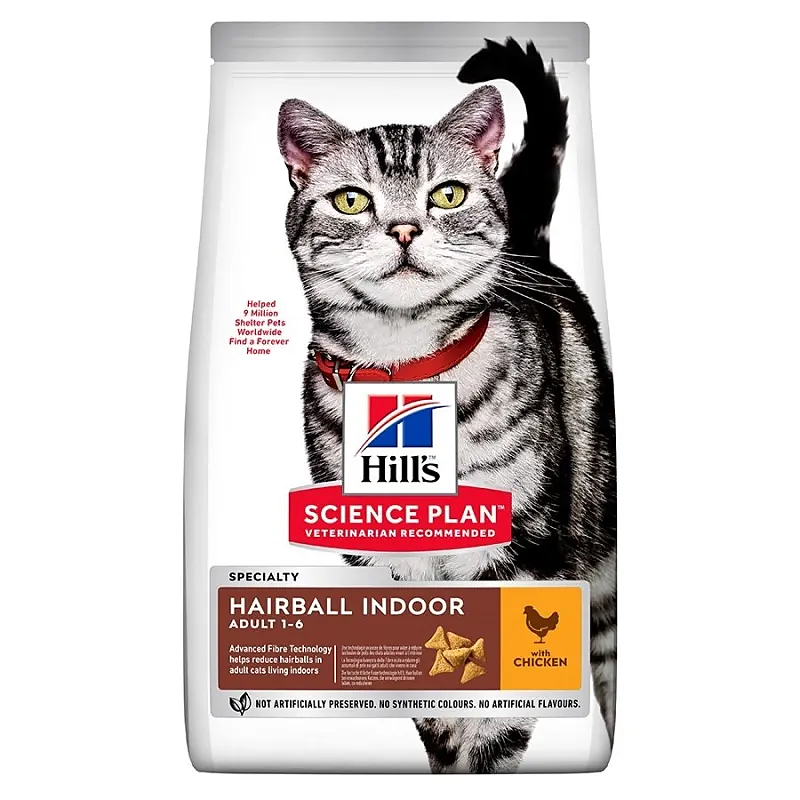 غذای خشک گربه هیلز مدل Hairball Indoor با طعم مرغ