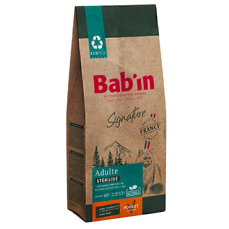 غذای خشک گربه بالغ عقیم شده با طعم مرغ بابین Babin Adult Sterilised With Chicken وزن 1.5 کیلوگرم