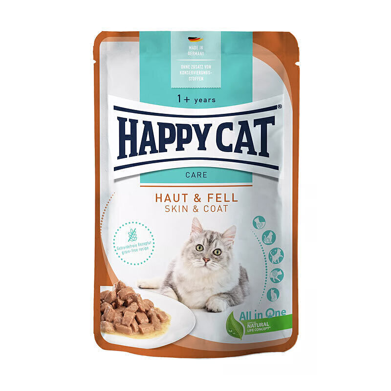 پوچ گربه پوست و مو هپی کت Happy Cat Sensitive Skin & Coat وزن 85 گرم