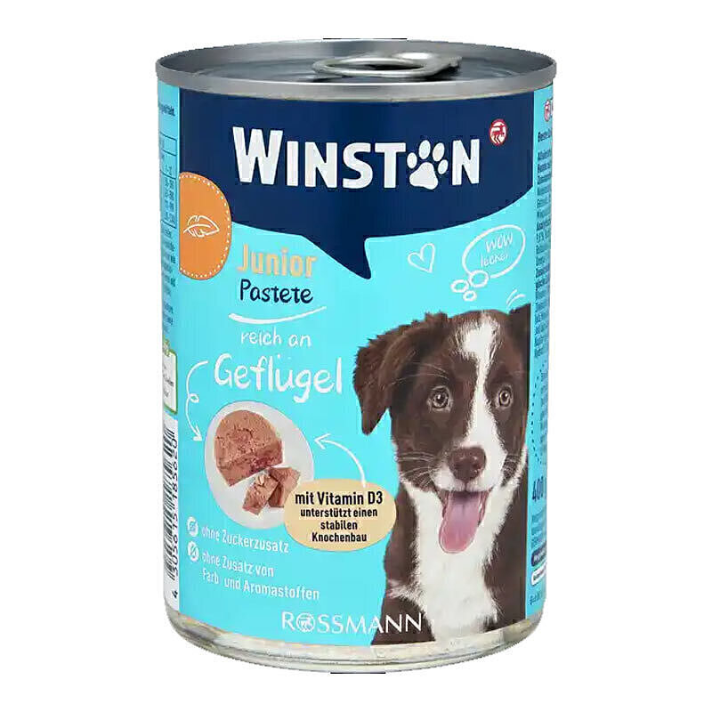 کنسرو غذای سگ جوان وینستون با طعم مرغ Winston Junior Poultry وزن 400 گرم