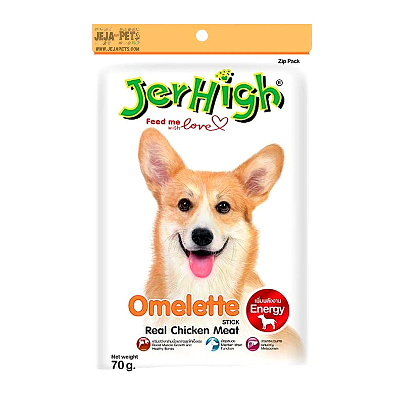 تشویقی املت سگ با طعم مرغ جرهای JerHigh Omelette Stick with Real Chicken Meat Dog Snack وزن 70 گرم