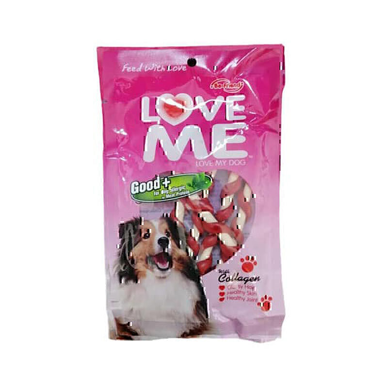 تشویقی سگ لاو می مدل دورپیچ گوشت Love Me Dog Treats وزن 80 گرم