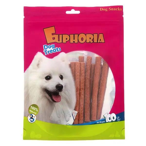 تشویقی سگ ایفوریا با طعم مرغ مدل مدادی نرم Euphoria dog treats with chicken وزن ۱۰۰ گرم