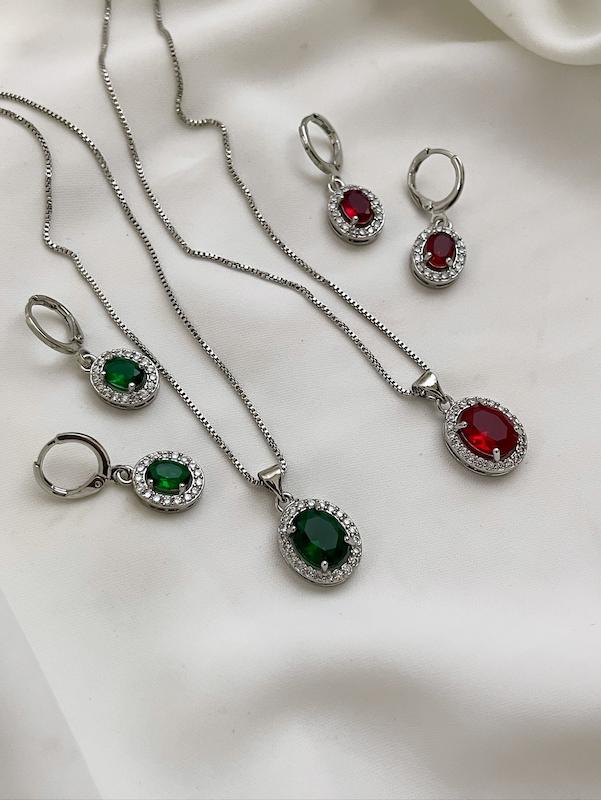 نیم ست جواهری بیضی 