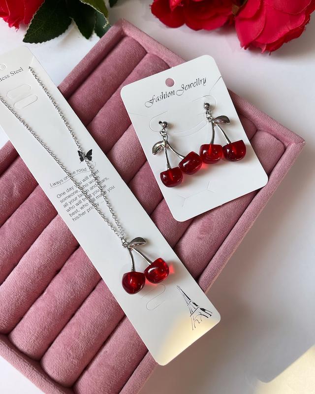 گردنبند و گوشواره گیلاس 