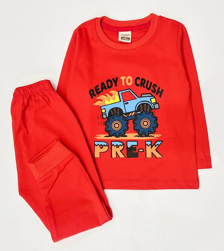 بلوز شلوار پنبه پسرانه طرح ماشین و خرس