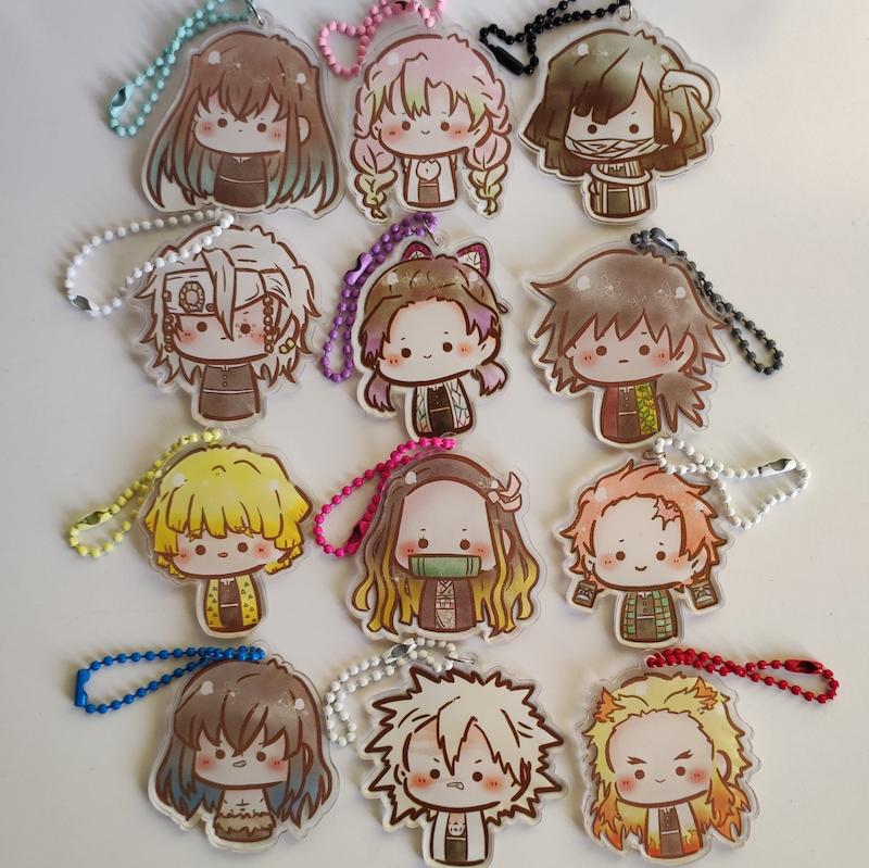 ست آویز Tanjiro , Nezuko , Inosuke , Zenitsu  , Giyu , Tengen , Shinobu , Obanai , Mitsuri , Sanemi Muichiro , Rengoku از انیمه‌ی  Demon Slayer