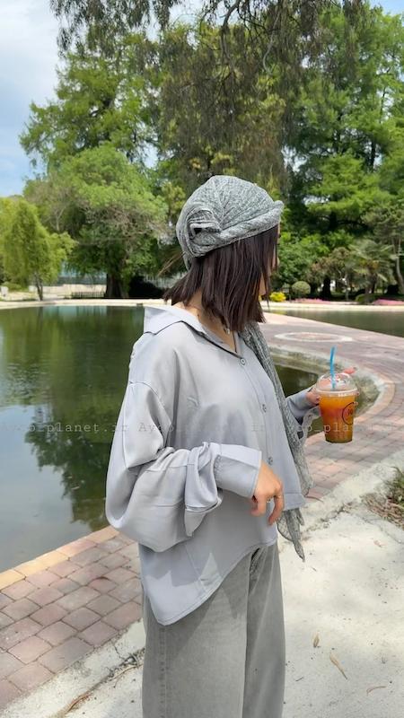 شومیز نخی رنگ طوسی