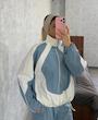 سویشرت و شلوار آبی مغزی دوزی
