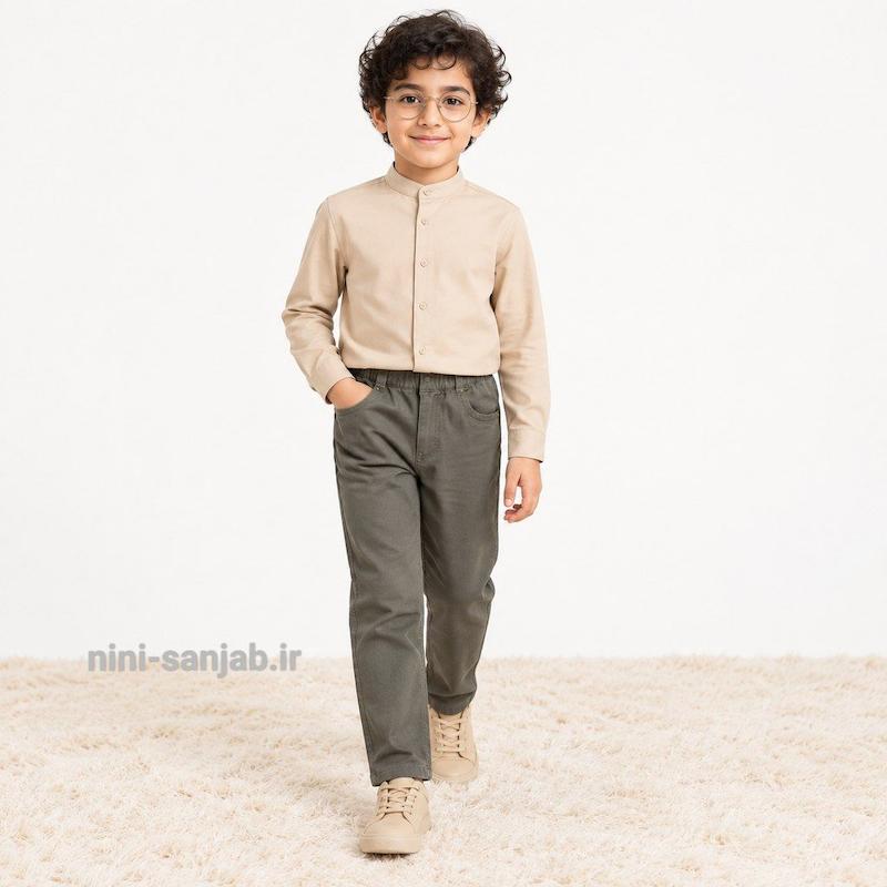 شلوار کتان کمرکش آوین 