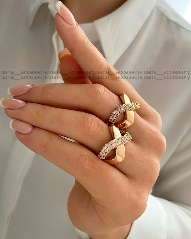 انگشتر دو لاین موج نگین ژوپینگ