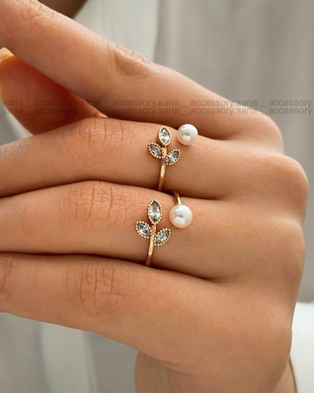 انگشتر گندمی مروارید نگین مارکیز ژوپینگ